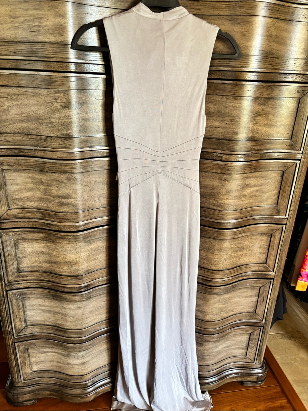 Karen Millen Sleeveless Draped Maxi Dress in Soft Taupe - Picture 7 of 12
